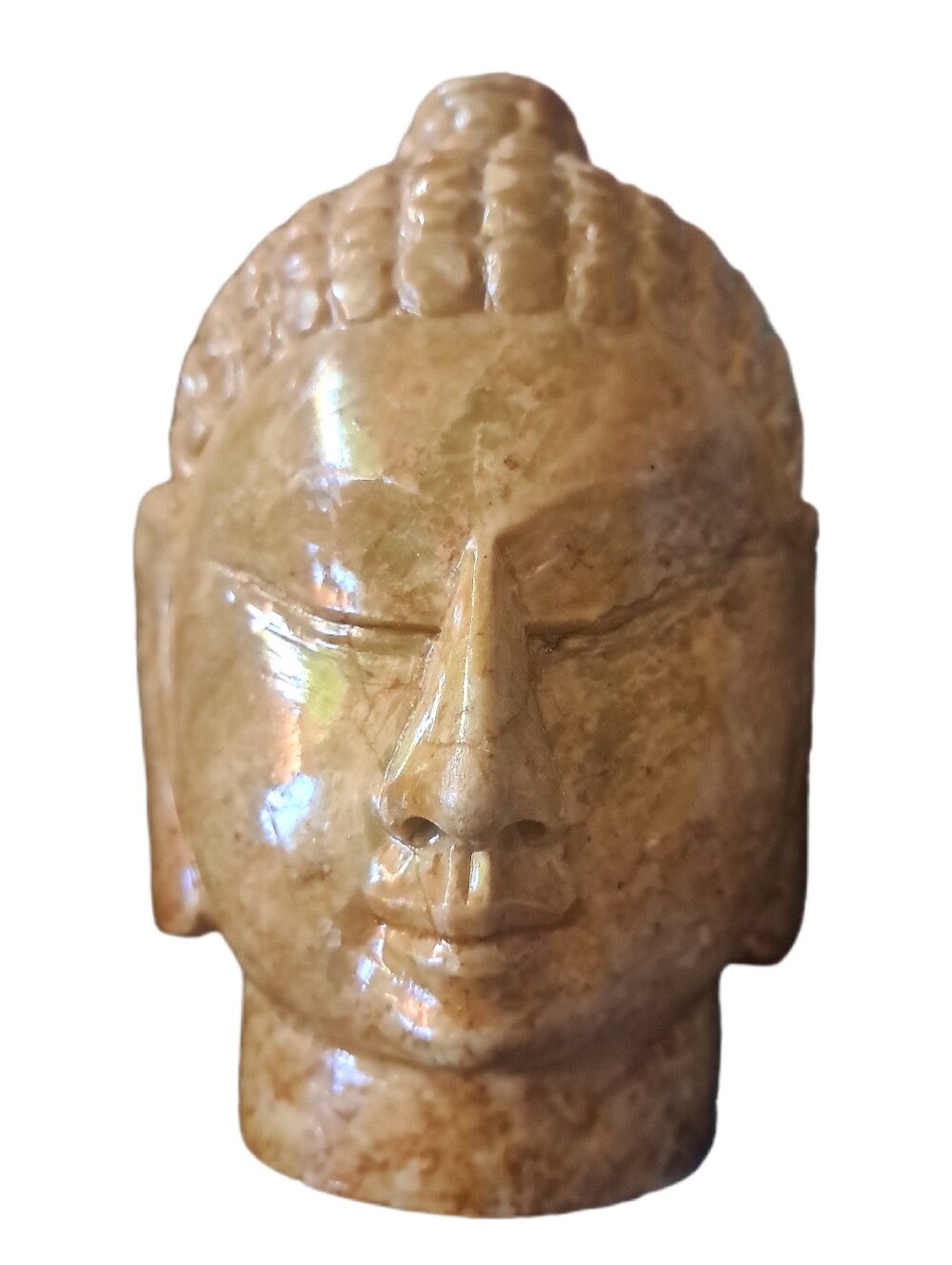 Vintage Hand Carved Buddha Head Statue Natural Stone Zen Spiritual Decor